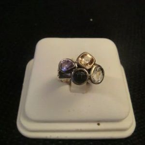 Silpada B 2206 Sterling Silver CZ Hematite Quartz  Ring Size 8